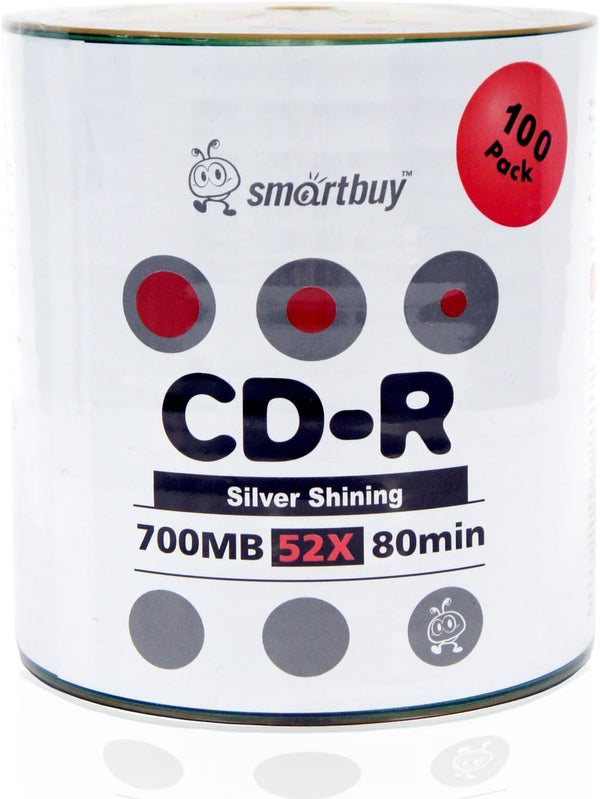 Smart Buy Shiny Silver Metalized Hub CD-R 200-Pack 700mb 52x Blank Discs | Data CD-R, Shiny Silver top, Silk Screen Printable, Mark writable, OEM