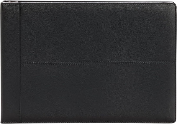 Juvale Check Binder - Black Faux Leather, 7-Ring, 14 x 10 in, Fits 600 Checks - Business Checkbook Binder & Cover with Pen Loop, Checkbook Holder
