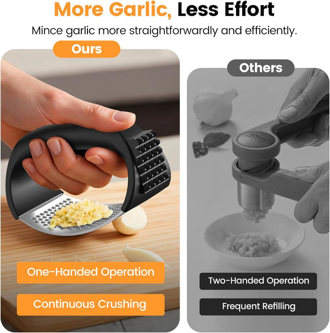 Garlic Press,Stainless Steel Garlic Mincer Crusher,Easy to Use and Clean,Ergonomic Handle,Easy Kitchen Gadget for Effortless Smashing,Kitchen