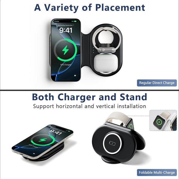 2026 Traveling Portable Wireless Mag-Safe Fast Charging Station,Magnetic 3 in 1 Charger for iPhone 17 16 15 14 13 12 Pro Max Plus,Apple Watch