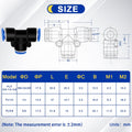 Push to Connect Fittings 3/8" X 1/4" X 3/8" OD Reducing Tee- 6 PCS 3/8" X 1/4" OD Quick Connect Air Hose Fittings - Reducing Straight Union
