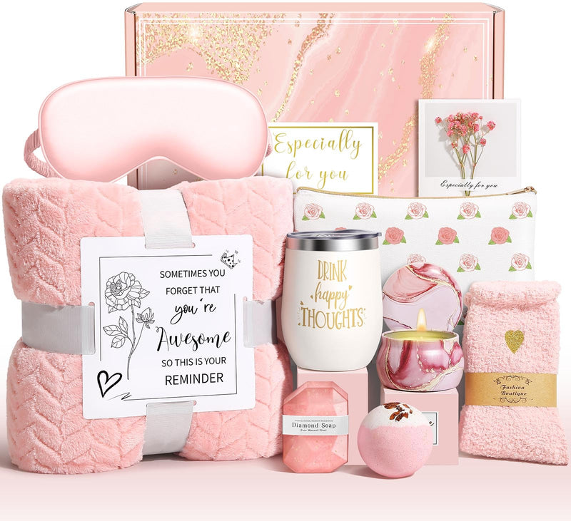 Wasocol Happy Birthday Gifts for Women Mom Grandma Wife Best Friend Sister Her, Unique Relaxing Self Care Package Spa Gift Baskets for Women Rose