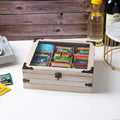 Gray 9 Compartment Rustic Tea Box Organizer for Tea Bags Coffee Pod | 9 compartment rustic gray tea box organizer holds tea bags coffee pods