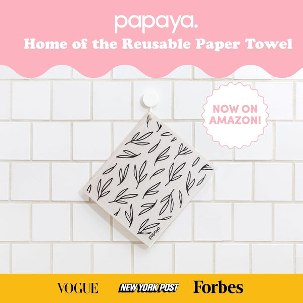 Papaya Swedish Dishcloths for Kitchen, 2 Reusable Paper Towels, 1 Hook Call Me Twiggy