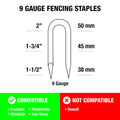 Freeman 9-Gauge Fencing Staples | 2" | Glue Collated | Galvanized Steel | 1000 Count | Indoor and Outdoor | Livestock Fences, Deer Prevention,