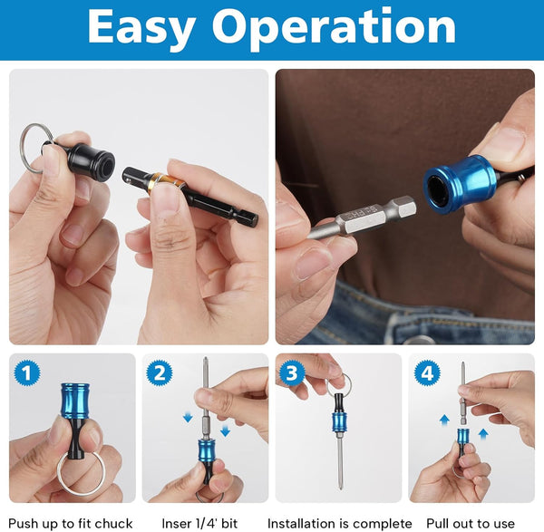 12PCS Bit Holders 1/4 Socket, Hex Shank Screwdriver Bit Holder for Impact Driver Drill Bit Keychain Extension Bar Quick Release Easy Change,