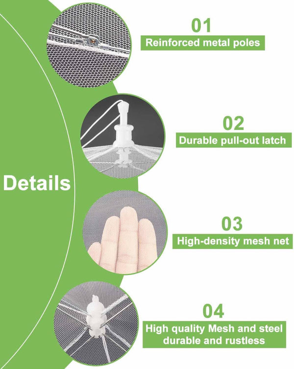Large Food Cover,6 Pack Mesh Food Tent,17"X17",White Nylon Covers,Pop-Up Umbrella Screen Tents,Patio Net for Outdoor Camping, Picnics,