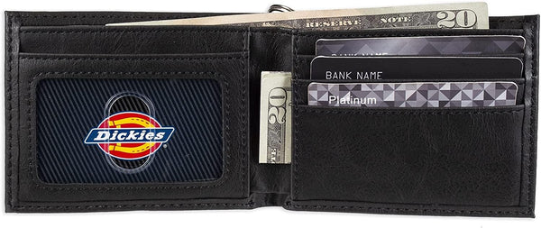 Dickies Men's RFID Everyday Leather Bifold Chain Wallet Black One Size Pebbled Black