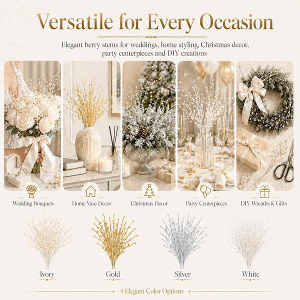 100 Pieces String Pearl Sticks Pearls for Crafts, Artificial Pearls String Beads for Wedding Bridal Flower Bouquet, Wedding Party Table Decor,