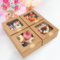 60 pcs Bakery Boxes with Window, 6 x 6 x 3 inches, Kraft Cookie Boxes Pastry Boxes for Baked Goods (Brown)