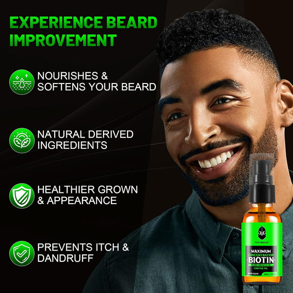 First Melody Beard Oil,Maximun Thickening Biotin, with Castor Oil and Argan & Jojoba Oils, Promotes Beard Growth, Styles, Strengthens & Softens