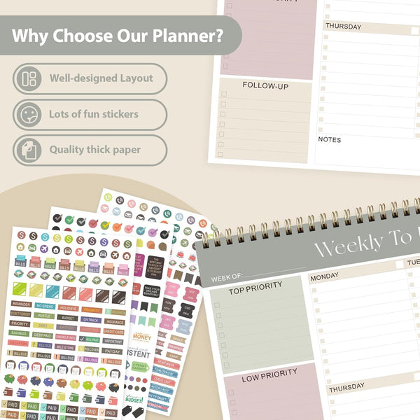 Weekly to Do List Notepad, Undated Planner with 52 Sheets (8.5''X11''), Desk Weekly Planner for Women & Man, Home School & Work-Green