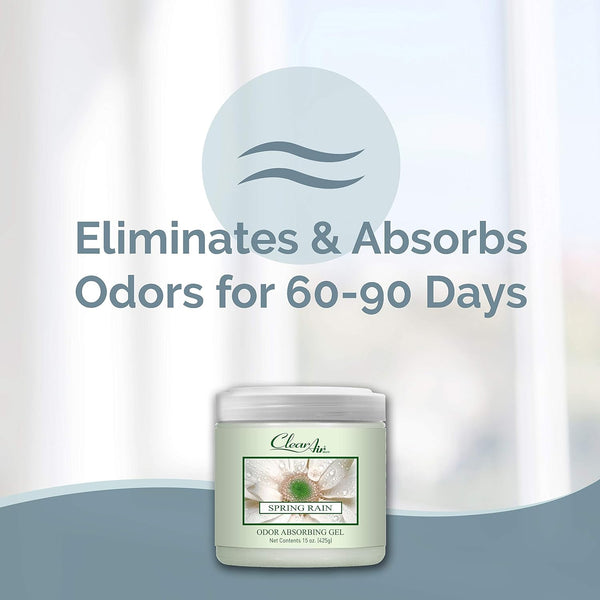 Clear Air Odor Absorber Gel - 15 Oz, Pack of 2 - Air Freshener Absorbs and Eliminates Odors in Bathrooms, Cars, Boats, Rvs and Pet Areas - Made