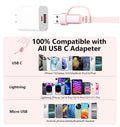 3-in-1 Retractable Multi Charging Cable, 100W Fast Charging USB-C/A to Lightning/USB-C/Micro USB Phone Charger Cord for iPhone 16/15, Samsung,