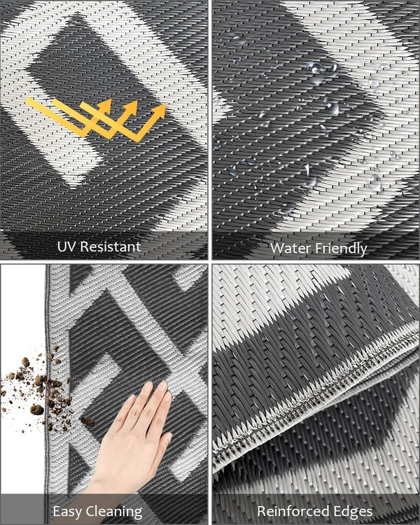 LILIOFFIC Outdoor Rug for Patio , 5'X8' Waterproof Plastic Patio Mat, Reversible Camping Rugs, Rv, Porch, Deck, Camper, Balcony,