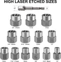 14-Piece Bolt Extractor Kit, 3/8" Drive Impact Bolt & Nut Remover Set | for Damaged, Rusted, Rounded-Off, Stripped Fasteners, 8-19mm, Cr-Mo Steel,