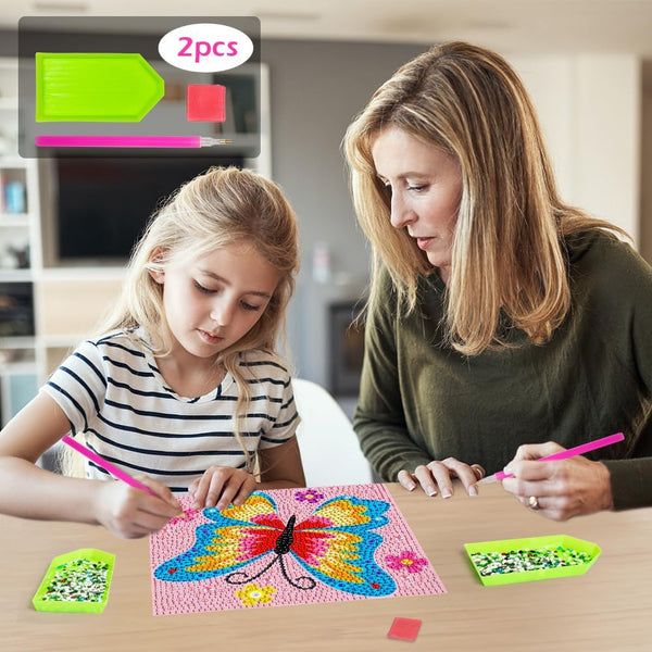 QEUOYSS Diamond Art Kit for Kids with Wooden Frame Art and Crafts for Kids Ages 6-8 -10-12 Easy to DIY Diamond Art for Kids and Adult Beginners