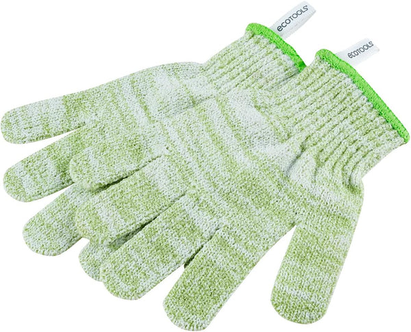 EcoTools Bath & Shower Gloves, Recycled Netting, Exfoliating, Gentle Cleansing for Whole Body, Fits All Hands, Green, 1 Pair 1 Pair (Pack of 1)