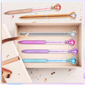 6 Diamond Pens with Crystal Top, Bulk with Black Ink Refill, for Office, School, Home