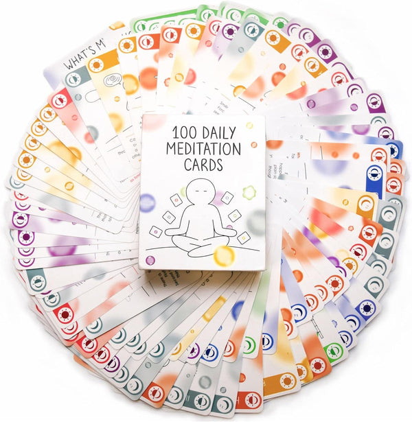 BEST 100 Daily Meditation Cards | Anxiety Relief Item for Relaxation | Self Care Kit for Stress Relief | Perfect Mindfulness Gift For Teens &