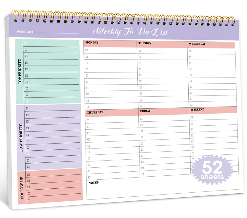 Weekly to Do List Notepad with 52 Undated SheetsÃ¯Â¼Â8.5"ÃÂ11"Ã¯Â¼Â- Weekly Desk Planner for Women & Man, Work and Home - Violet Dream