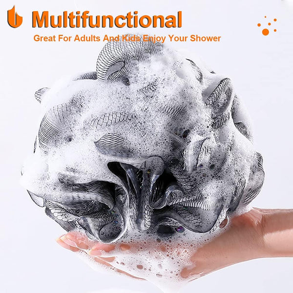 Urbanstrive Shower Bath Sponge XL 75g Soft Shower Loofahs Balls for Body Wash Men Women Bathroom Accessories, 1 Pack, Black