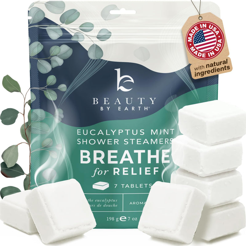 Shower Steamers Aromatherapy - USA Made with Natural & Organic Ingredients Eucalyptus Mint 7 Count (Pack of 1)