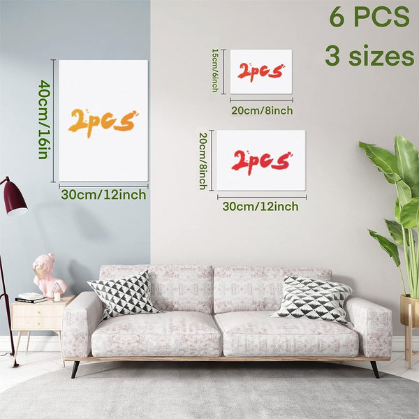 Canvases for Painting, 40x30, 30x20, 20x15, 8 Set Stretched White Canvas with Petal Paint Tray Palettes & Tape, Artist Canvases Frame Board