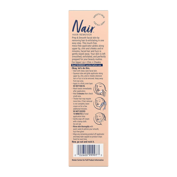NAIR Prep & Smooth Face Exfoliating Hair Removal Cream for Women, 1.76 Oz 1.76 Fl Oz (Pack of 1) Hair Removal Agent