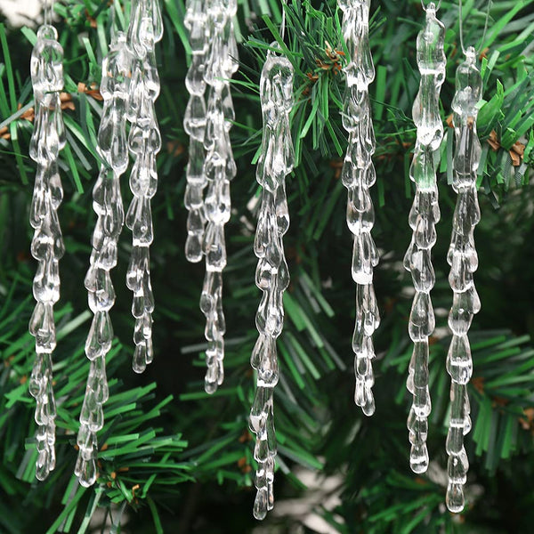 Icicle Ornaments 25 Pcs Icicles Pendant Set Christmas Decoration Acrylic Clear Icicles with Approx 11 Yard Cord for Christmas Tree Decoration