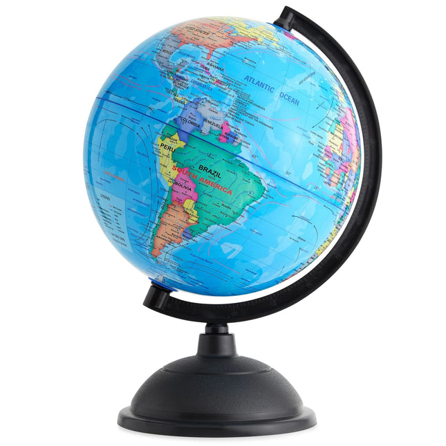 Juvale Rotating World Globe with Stand for Kids Learning, 8-Inch Spinning Earth 