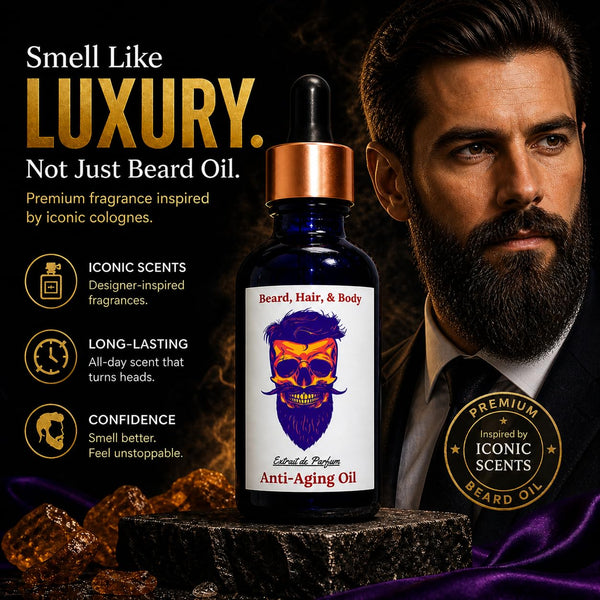 Luxury Anti-Aging Beard & Body COLOGNE | 11 Natural Oils with Plant Retinol for Revitalizing Skin and Hair (Aqua Geo, Eternal, Obsessed)
