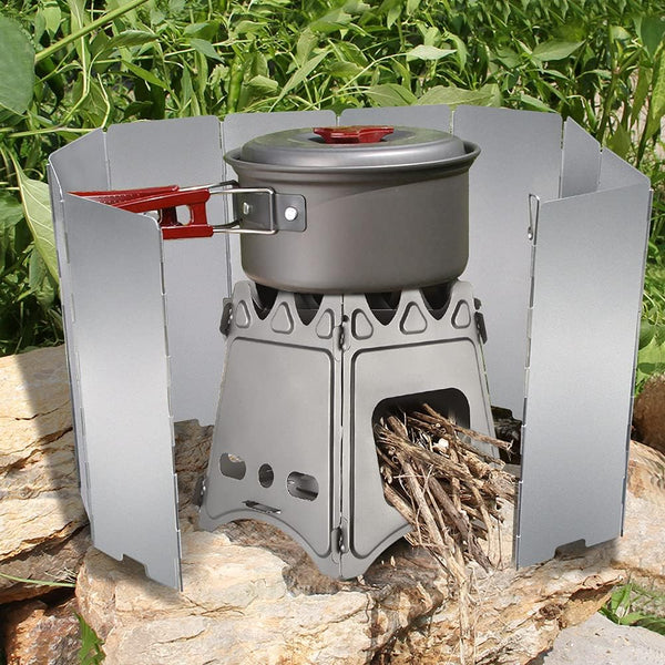10 Plates Stove Windscreen, Aluminum Stove Windshield with Drawstring Bag | for Camping, Butane Stoves
