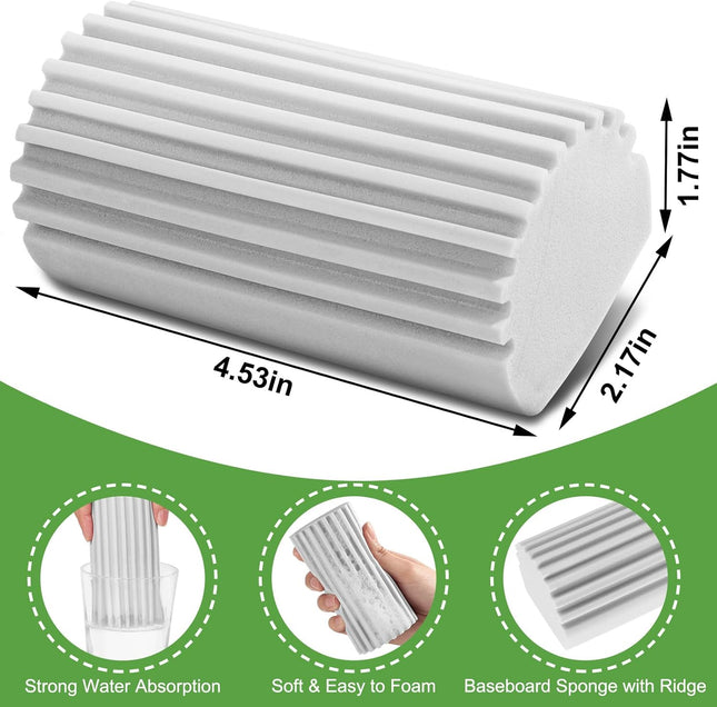 4-Pack Damp Clean Duster Sponge,Reusable Magic Dusting Sponge Brush for Cleaning Blinds, Glass, Baseboards,Vents,Railing