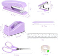 Purple Desk Accessories, Purple Office Supplies 360ÃÂ°Pen Holder Desk Organizers and Accessories with Tape Dispenser, Stapler, Staple Remover, 1000