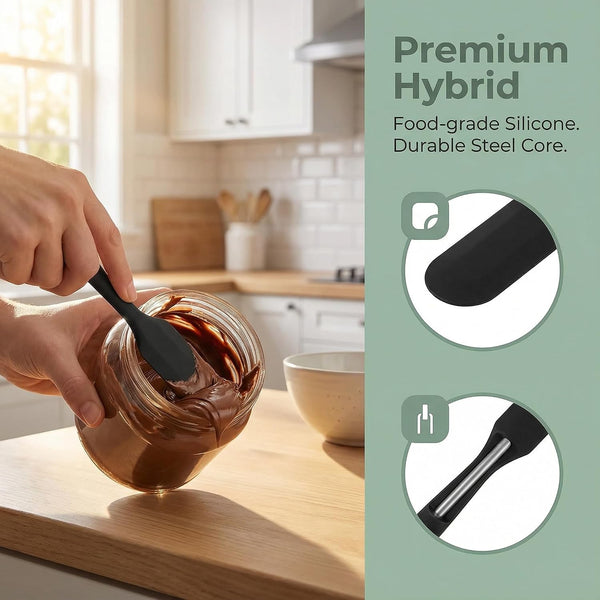 2 Pieces Long Handle Silicone Jar Spatula Non-Stick Rubber Scraper Silicone Scraper for Jars, Smoothies, Blenders Cooking Baking Stirring Mixing