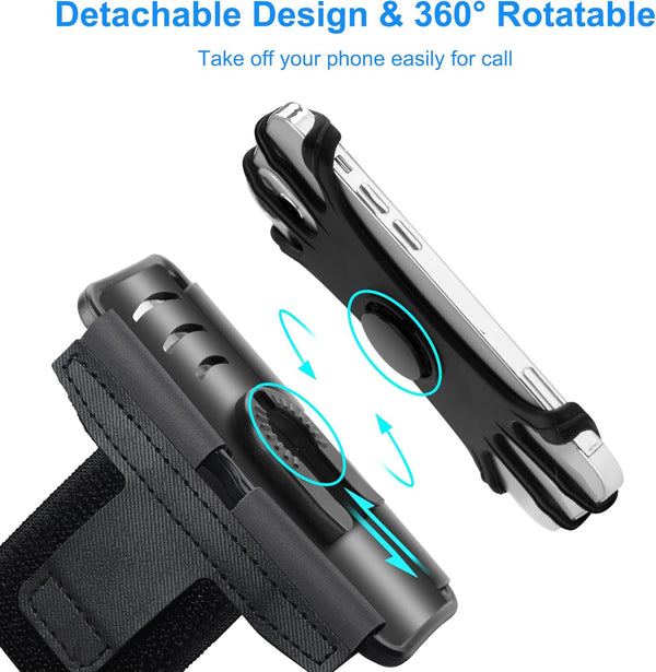 Cell Phone Running Armband - Detachable & 360° Rotatable Universal Cellphone Arm Band for iPhone 17 16 15 14 13 Pro Max Plus Samsung Galaxy Note