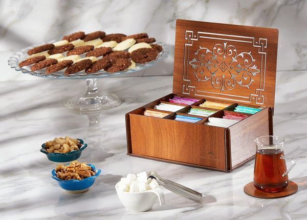 Twinings Tea Bag Sampler Variety with Brown Wooden Organizer (60 Tea Bags) 40 Different Flavors, Gift for Tea Lovers: Women, Men, Mom, Dad,