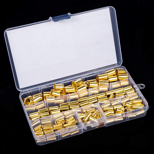 160pcs Tube OD(1/4" 5/16'' 3/8" 1/2") Brass Compression Insert,Brass Compression Fitting Assortment Kit, Insert Tube Support Compression Sleeve