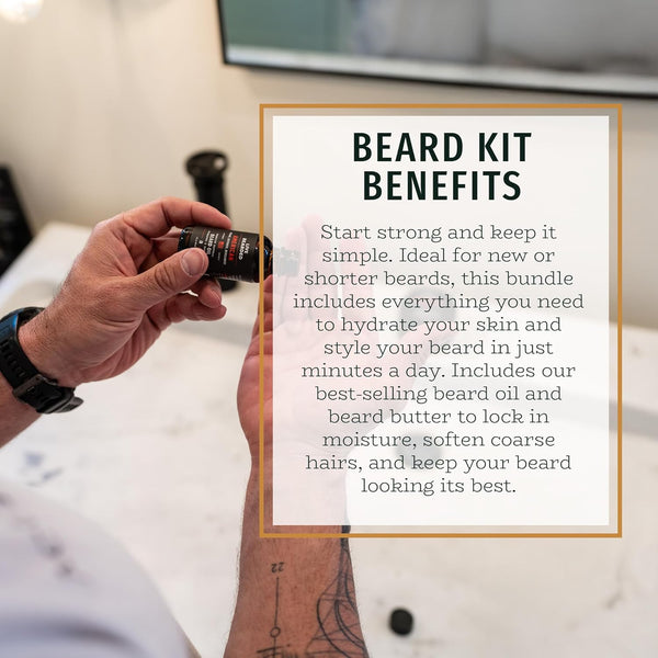 Live Bearded Beard Oil and Butter Grooming Kit - Made in the USA - All-Natural Ingredients with Shea, Argan, Jojoba - Growth Support | Tombstone