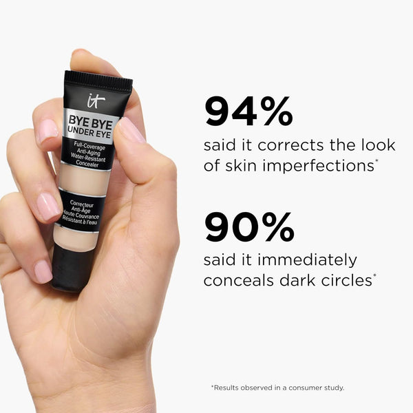 IT Cosmetics Bye Bye under Eye Concealer Travel - Waterproof Full Coverage Concealer for Dark Circles, Fine Lines, Redness & Discoloration,