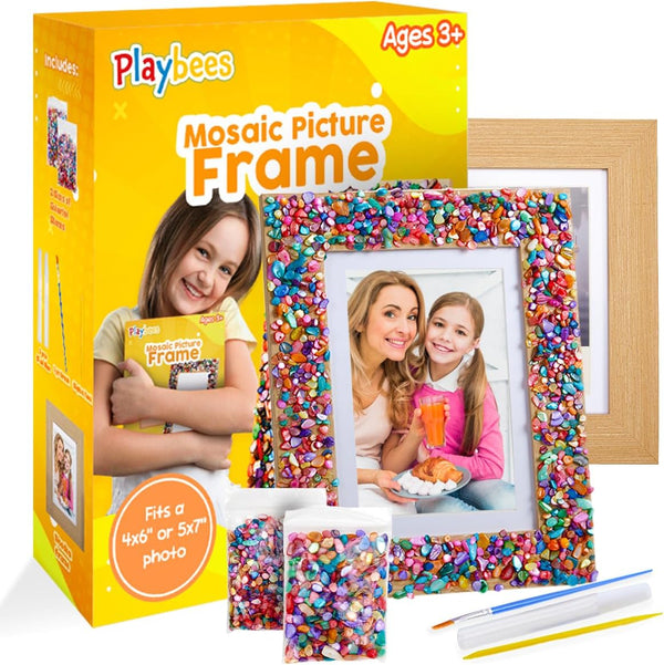 Playbees Kids Picture Frame Mosaic Craft Kit Craft DIY Arts & Crafts for Kids Frame Kit Great Birthday Gifts for 3 4 5 6 7 8 9 10 11 12 Year Old