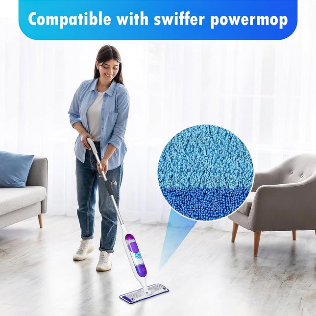 4 Pack Reusable Pads Refills for Swiffer Power Mop, Power Mop Refills for Swiffer Powermop, Cleaning Stubborn Debris fro