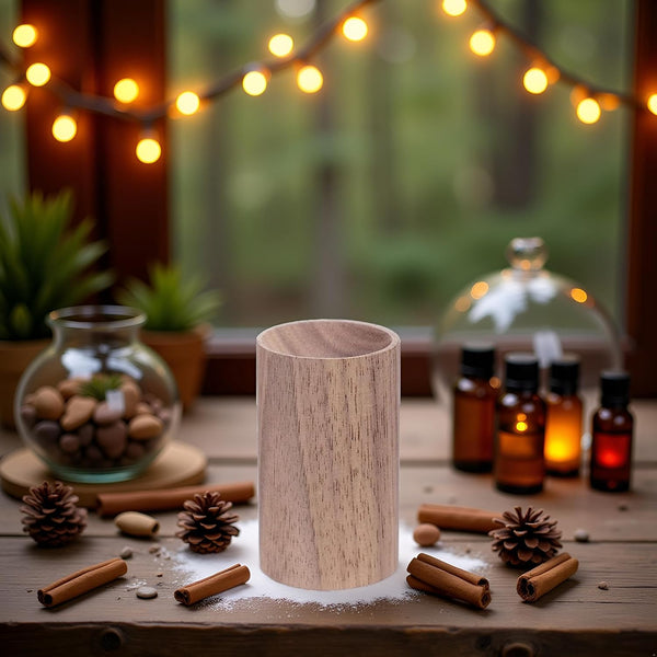 Brown Walnut Wood Essential Oil Diffuser,Wooden Aromatherapy Round Office Home Car Diffuser,Small Wooden Diffuser for Essential Oils Aromatherapy