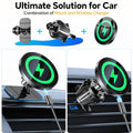Coolpow for Magsafe Car Mount ChargerÃ£ÂÂ100% StableÃ£ÂÂ 15W Magsafe Car Charger, Car Phone Holder Charger Mag Safe Car Accessories for Women Men