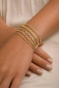 Gold Bracelets for Women Trendy,14K Real Gold Plated Dainty Stackable Paperclip Cuban Link Chain Bracelets,Cuff Bracelets Jewelry Set Adjustable 7"+2
