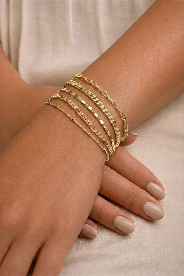 Gold Bracelets for Women Trendy,14K Real Gold Plated Dainty Stackable Paperclip Cuban Link Chain Bracelets,Cuff Bracelets Jewelry Set Adjustable 7"+2