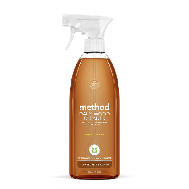 Method Daily Wood Cleaner, Almond, Plant-Based Formula That Cleans Shelves, Tabl