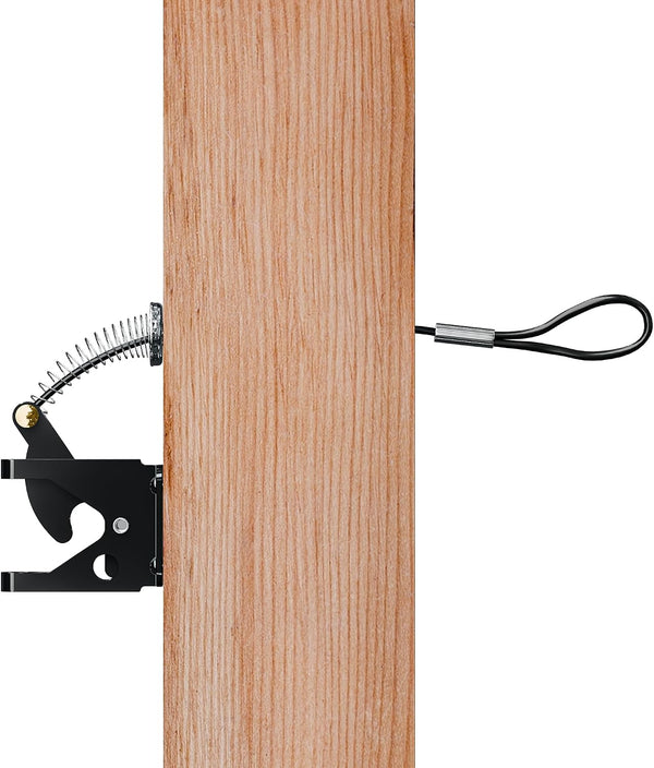 skysen Self Locking Fence Gate Latch Carbon Steel Black/Lock Post Mount with Stainless Steel Spring Cable Pull(JLXSDS-1)