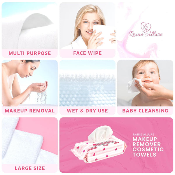 Makeup Remover Cosmetic Towels, Reusable (25 Count, 200 Uses) and Disposable Face Towel, Machine Washable, Ultra Soft, Removes All Types of